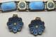 Blue Floral Enamel David Anderson Bracelet + Earrings Set Sterling Silver H949
