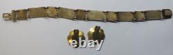 Blue Floral Enamel David Anderson Bracelet + Earrings Set Sterling Silver H949