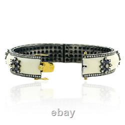 Blue Sapphire Pave Diamond 18K Gold Silver Designer Enamel Bangle Jewelry Gift