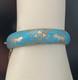 Blue Siam Enamel Bangle Bracelet Sterling Silver Vintage Puffy Dome Tribal 925