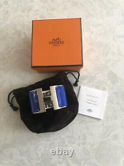 Bn Hermes H Electric Blue Enamel & Plated Palladium XL CLIC Clac Bracelet Pm