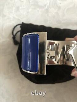 Bn Hermes H Electric Blue Enamel & Plated Palladium XL CLIC Clac Bracelet Pm