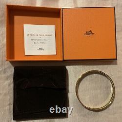 Bnib Hermes Fin Capitales Blue Background Gold Trim Bangle Bracelet Sz Small