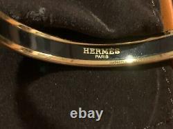 Bnib Hermes Fin Capitales Blue Background Gold Trim Bangle Bracelet Sz Small