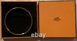 Bnib Hermes Fin Capitales Blue Background Gold Trim Bangle Bracelet Sz Small