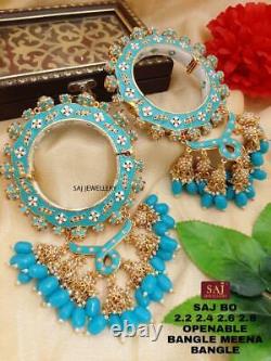 Bollywood Indian Style Gold Plated Enameled Bridal Wedding 2 Pc Bangles Bracelet