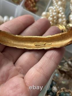 Boucher bracelet Enamel Blue Green gold Stretch Vintage Signet