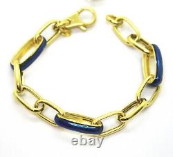 Bracelet Chain Idandi in Silver 925 Gold with Blue Enamel Made in Italy