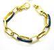 Bracelet Chain Idandi In Silver 925 Gold With Blue Enamel Made In Italy