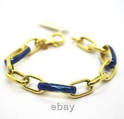 Bracelet Chain Idandi in Silver 925 Gold with Blue Enamel Made in Italy