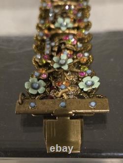 Bracelet Michal Negrin Rhinestone Enamel Lace Blue Flowered Handmade EUC