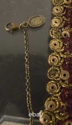 Bracelet Michal Negrin Rhinestone Enamel Lace Blue Flowered Handmade EUC