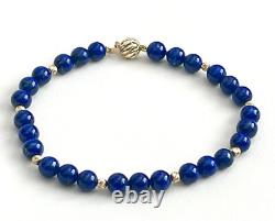 Bracelet Royal Navy 14K Gold Clasp Beads Blue Enamel Beads 10gr 7.75 14ct