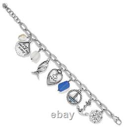 Brighton Silver Blue Anchor And Soul Message Nautical Charms Bracelet New