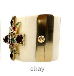 CHANEL Maltese Cross Gripoix 2011 Spring Cuff Bangle Turquoise Verdura Vintage