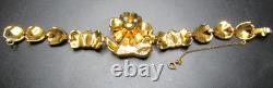 CORO Navy Blue Enamel Rhinestone Flower Early Vintage Bracelet