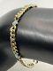 Cute 14k Yellow Gold Light Blue Enamel Cuban Curb Link Chain Bracelet 3.4gr