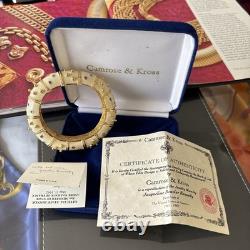 Camrose Kross JBK Enamel Cream Blue Stone Cuff, Hinged Bangle Bracelet