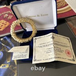 Camrose Kross JBK Enamel Cream Blue Stone Cuff, Hinged Bangle Bracelet