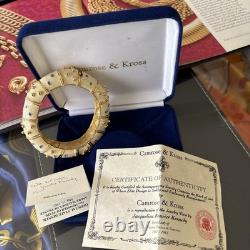 Camrose Kross JBK Enamel Cream Blue Stone Cuff, Hinged Bangle Bracelet