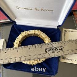 Camrose Kross JBK Enamel Cream Blue Stone Cuff, Hinged Bangle Bracelet