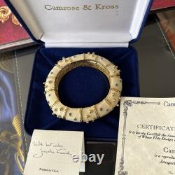 Camrose Kross JBK Enamel Cream Blue Stone Cuff, Hinged Bangle Bracelet