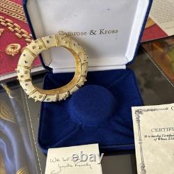 Camrose Kross JBK Enamel Cream Blue Stone Cuff, Hinged Bangle Bracelet