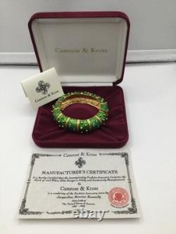 Camrose & Kross JBK Green Enamel, Crystals & Gold Accents Bangle