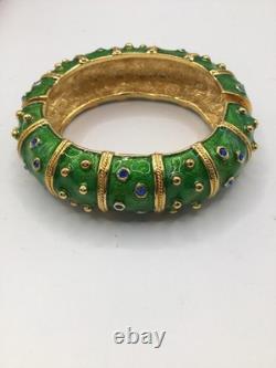 Camrose & Kross JBK Green Enamel, Crystals & Gold Accents Bangle