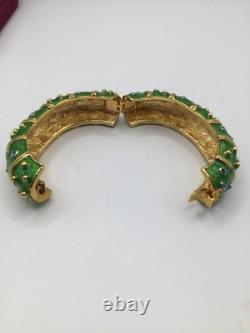 Camrose & Kross JBK Green Enamel, Crystals & Gold Accents Bangle