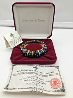 Camrose & Kross Jackie Kennedy JBK Blue Enamel, Crystals & Gold Accents Bangle