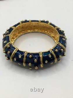 Camrose & Kross Jackie Kennedy JBK Blue Enamel, Crystals & Gold Accents Bangle
