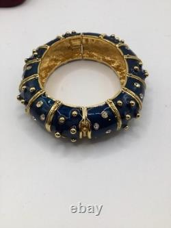 Camrose & Kross Jackie Kennedy JBK Blue Enamel, Crystals & Gold Accents Bangle