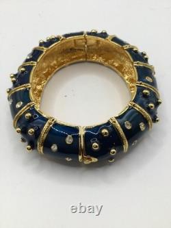 Camrose & Kross Jackie Kennedy JBK Blue Enamel, Crystals & Gold Accents Bangle