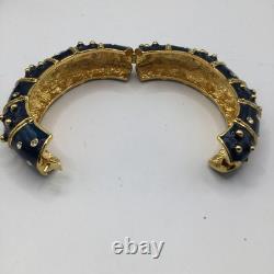 Camrose & Kross Jackie Kennedy JBK Blue Enamel, Crystals & Gold Accents Bangle