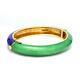 Cellino 18k Yellow Gold, Green & Blue Enamel Hinged Bangle Bracelet