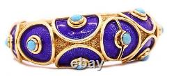 Cellino Italy 18kt Gold 106.5 Grams Blue Enamel & Turquoise Bracelet Exceptional