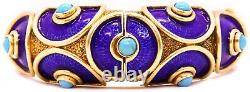 Cellino Italy 18kt Gold 106.5 Grams Blue Enamel & Turquoise Bracelet Exceptional