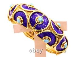 Cellino Italy 18kt Gold 106.5 Grams Blue Enamel & Turquoise Bracelet Exceptional