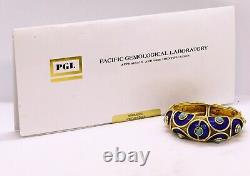 Cellino Italy 18kt Gold 106.5 Grams Blue Enamel & Turquoise Bracelet Exceptional