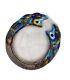 Chinese Antique Silver Tribal Enamel Double Dragon Bracelet Blue Teal Heavy