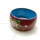 Chinese Cloisonné Enamel Bangle Bracelet Wide Flowers Bird Blue Pink Green 1970s