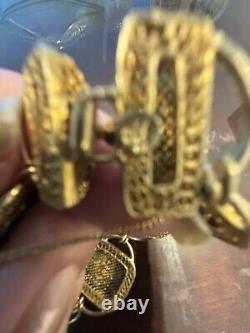 Chinese Export Silver Gold Wash Peridot Amethyst Enamel Bracelet! Vint