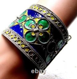 Chinese clamper bracelet cloisonné enamel blue theme