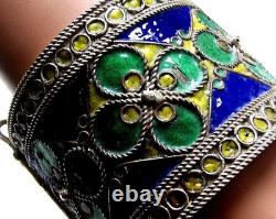 Chinese clamper bracelet cloisonné enamel blue theme