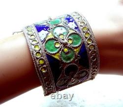 Chinese clamper bracelet cloisonné enamel blue theme