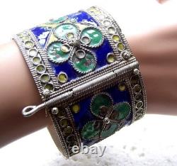 Chinese clamper bracelet cloisonné enamel blue theme