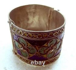 Chinese clamper bracelet cloisonné enamel blue theme