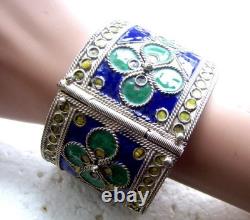 Chinese clamper bracelet cloisonné enamel blue theme