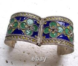 Chinese clamper bracelet cloisonné enamel blue theme